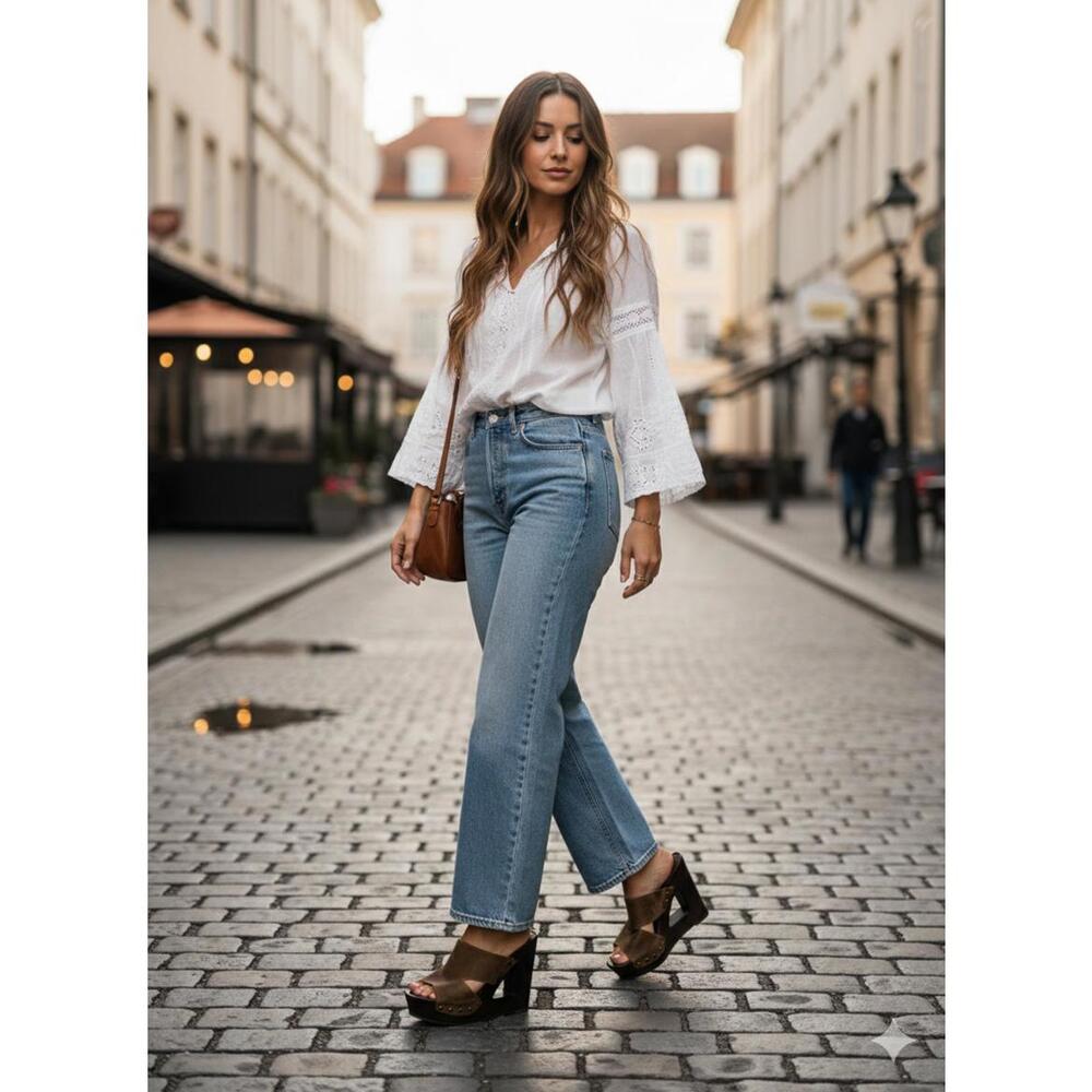 Fergie Brown leather Wedge Sandals Stud Accents 8.5